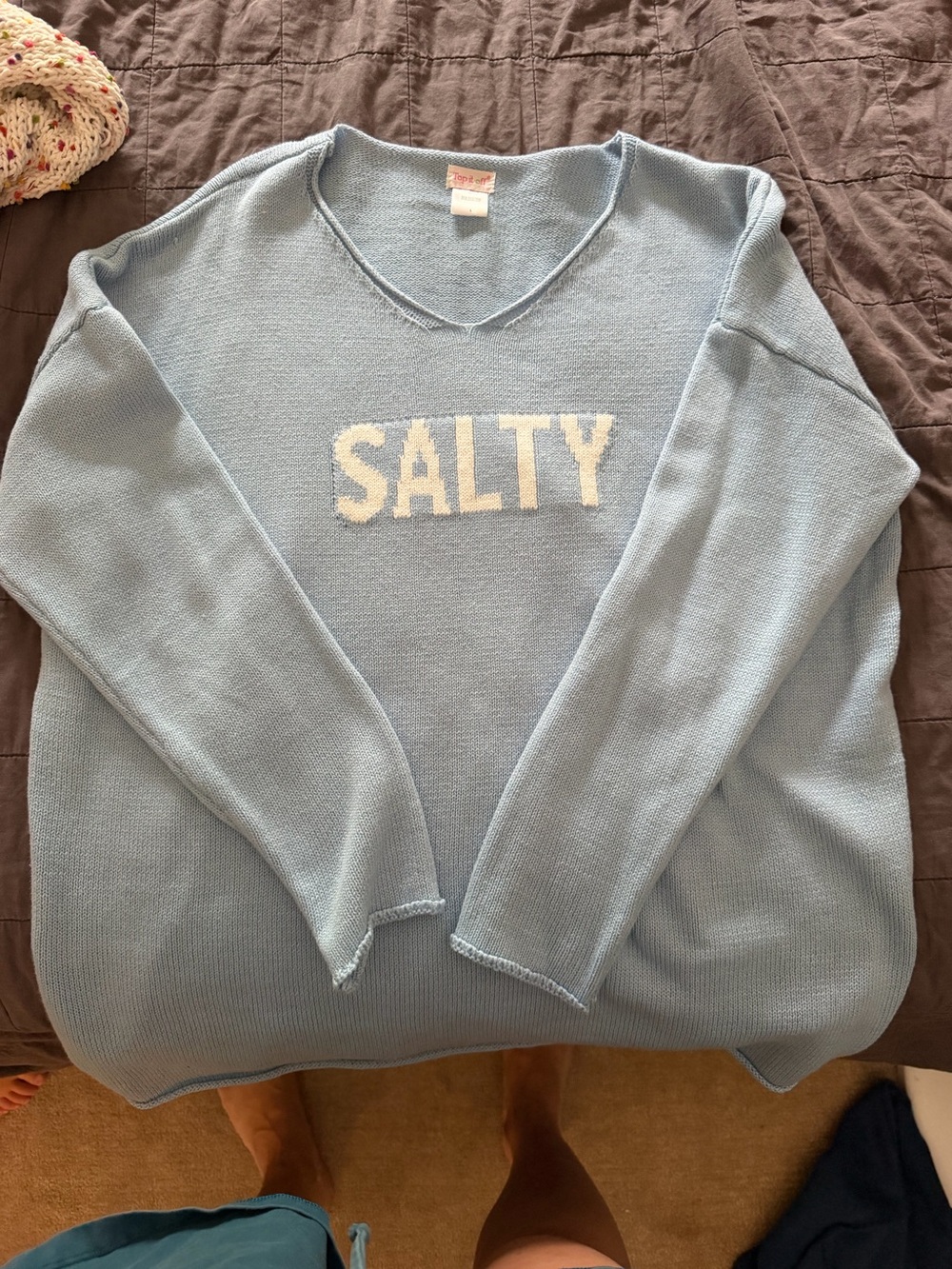 Light Blue "SALTY" Knit Sweater -